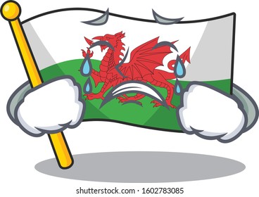 Sad Crying flag wales Scroll cartoon character design