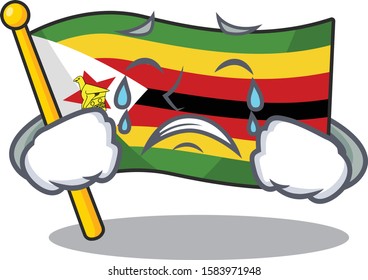 Sad Crying flag zimbabwe mascot cartoon style