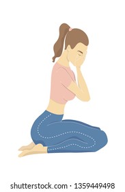 Sad crying lonely young beautiful sitting woman. Female character in sadness, depression, sorrow, grief, stress, illness, mental disorder. Colorful vector illustration with girl in flat cartoon style.