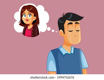 Sad Crying Man Thinking of His Love Crush. Depressed husband suffering after divorce separation thinking of his former partner

