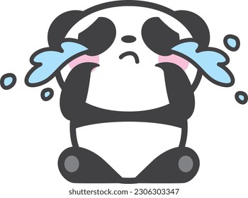 sad and crying panda character