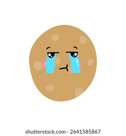 Sad crying, silent Potatoes expressions of cartoon illustrations. cute and adorable emoticons of fruits and vegetables style