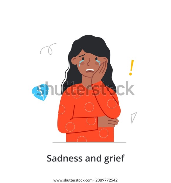 Sad Crying Woman Concept Young Upset Stock Vector (Royalty Free ...