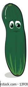 Sad cucumber illustration vector on white background 