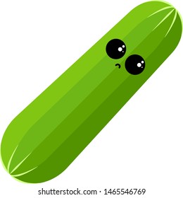 Sad cucumber, illustration, vector on white background.