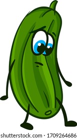 Sad cucumber, illustration, vector on white background
