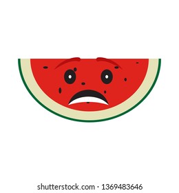 Sad cut watermelon cartoon. Vector illustration design