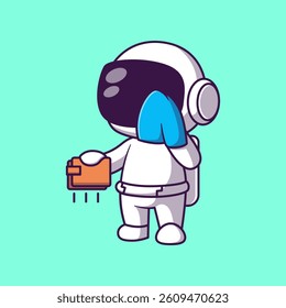Sad Cute Astronaut Holding an Empty Wallet – Funny Space Economy Illustration