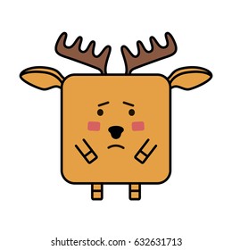 sad cute deer elk flat emoticon