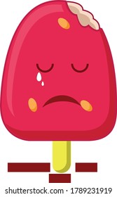Sad Cute Ice Cream Illustration