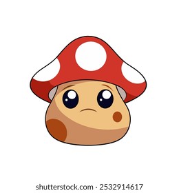 Sad cute kawaii mushroom for print and kids illustrations