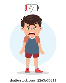 sad cute kid boy tired low energy.
