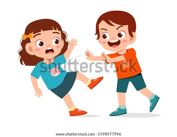 Sad Cute Kid Get Bullied By Stock Vector (Royalty Free) 1598977996