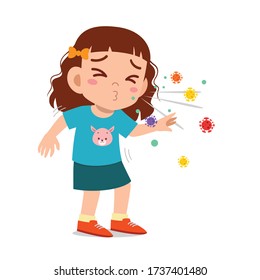 Sad Cute Little Kid Girl Sneeze Stock Vector (Royalty Free) 1737401480 ...