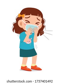 Girl Kid Coughing Because Sick Fever Stock Vector (Royalty Free) 1043775322