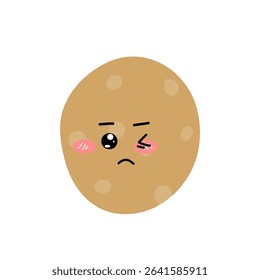 Sad, cute, wink Potatoes expressions of cartoon illustrations. cute and adorable emoticons of fruits and vegetables style