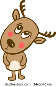 Sad deer, illustration, vector on white background.