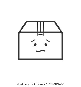 Sad delivery box border icon on a white background. Emotions. 