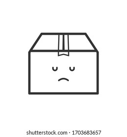 Sad delivery box border icon on a white background. Emotions. 