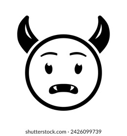 SAD DEMON EMOJI BLANCO NEGRO DISEÑO VECTORIAL