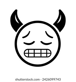 SAD DEMON EMOJI BLACK WHITE VECTOR DESIGN