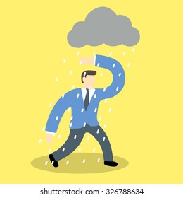 Sad or Depressed  businessman walking in the rain