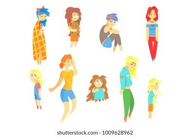 Sad And Depressed Girls Illustrations