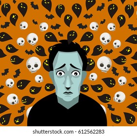 sad depressed man with bad thoughts
