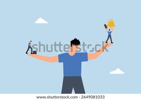 sad depressed man stands with hand compared to defeated colleague.