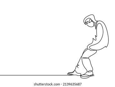 sad, depressed, mentally compromised person barely standing