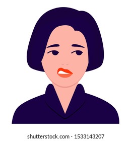 Sad, depressed, stress young woman portrait. Experiencing negative emotions, skepticism, apathy, suffering, unhappy life. Flat cartoon vector illustration