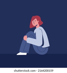 Sad Depressed Teenage Girl Vector Illustration Stock Vector (Royalty ...