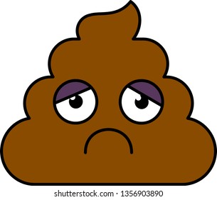 Sad, depressed turd emoji vector illustration