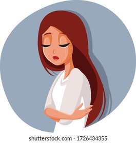 Sad Depressed Woman Crying Alone. Unhappy girl grieving loss hugging herself
