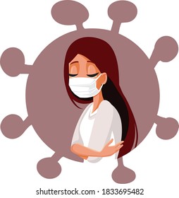 Sad Depressed Woman Suffering from Anxiety. Girl feeling lonely and anxious during pandemic outbreak
