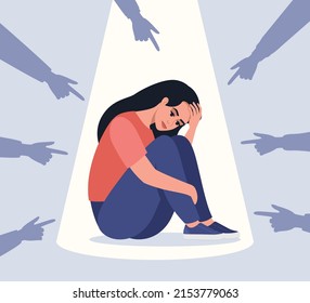 Sad Depressed Young Woman Surrounded By Stock Vector (Royalty Free ...