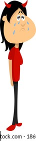 Sad devil , illustration, vector on white background.