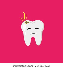 sad dirty tooth character vector design, can be use to make poster