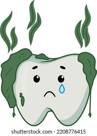 sad dirty tooth crying green color
