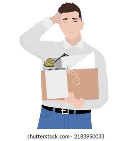 Sad dismissed man on white background