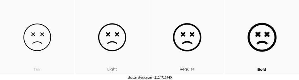 sad dizzy icon. Thin, Light Regular And Bold style design isolated on white background