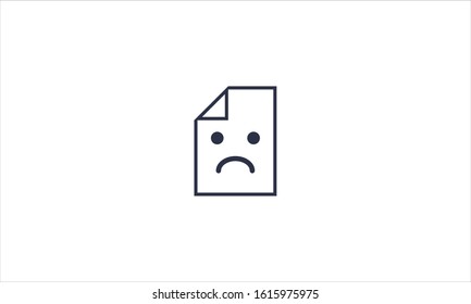 Sad document icon in flat minimal logo design