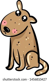 Sad dog with big eyes, illustration, vector on white background