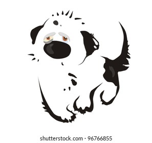 Sad dog. Children's illustration