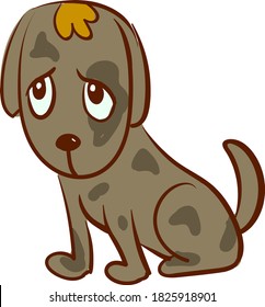 Perro triste, ilustración, vector sobre fondo blanco