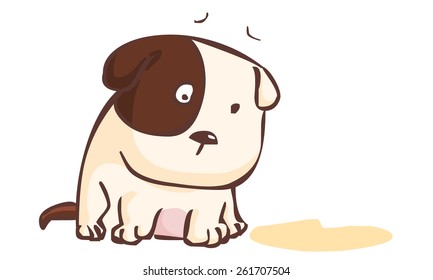 sad dog sitting on the ground illustration vector