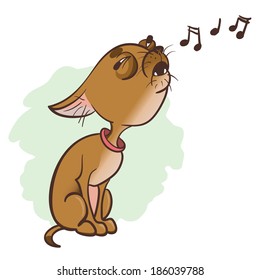 sad dog toy terrier sings notes