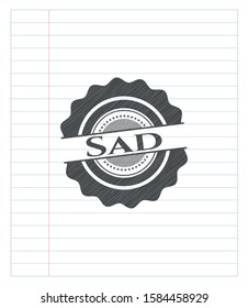 Sad drawn in pencil. Vector Illustration. Detailed.