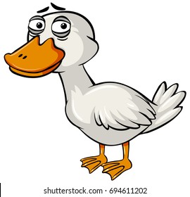 Sad duck on white background illustration