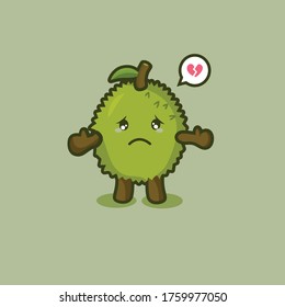 sad durian mascot vector design